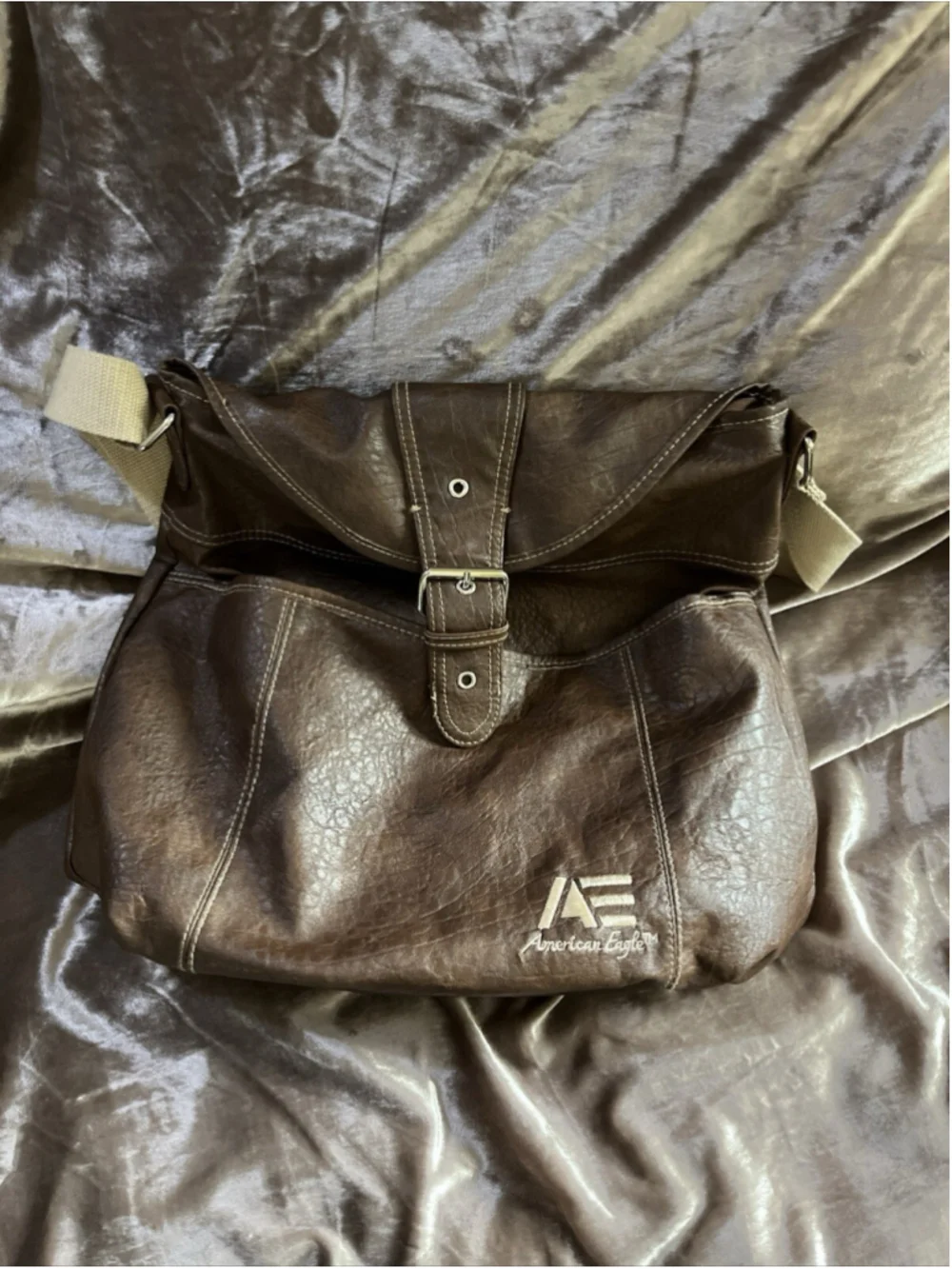 American Eagle canvas /LEATHER TYPE backpack/PURSE brown SEE PICTURES